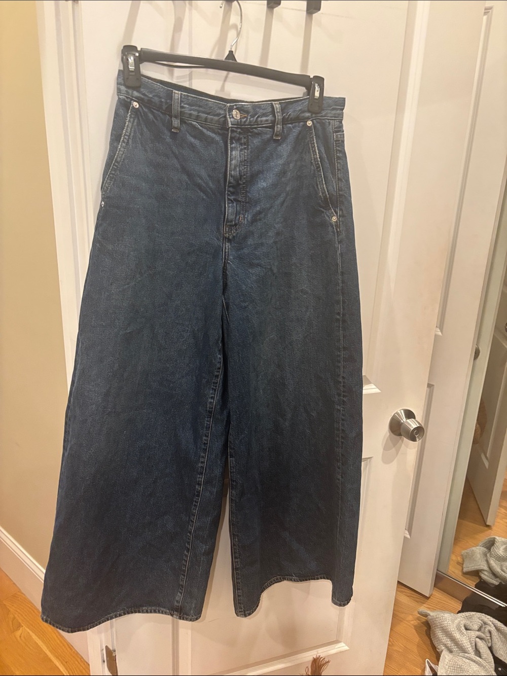 Frame Denim Dark Indigo Wide Leg Jeans